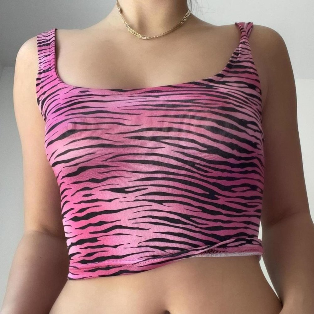 I Am Gia pink animal print tank top